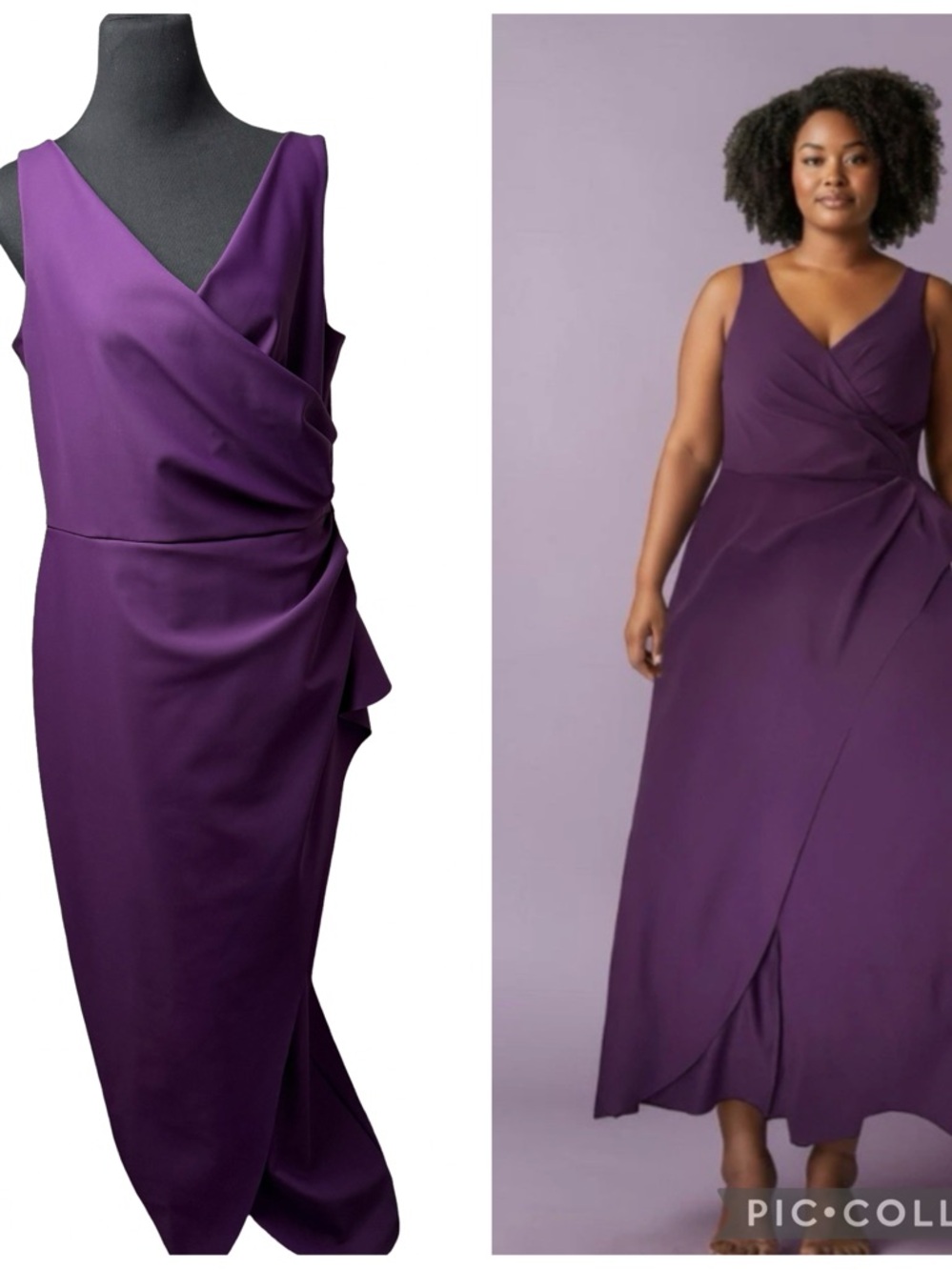 Alex Evenings Deep Purple V-Neck Wrap Maxi Dress